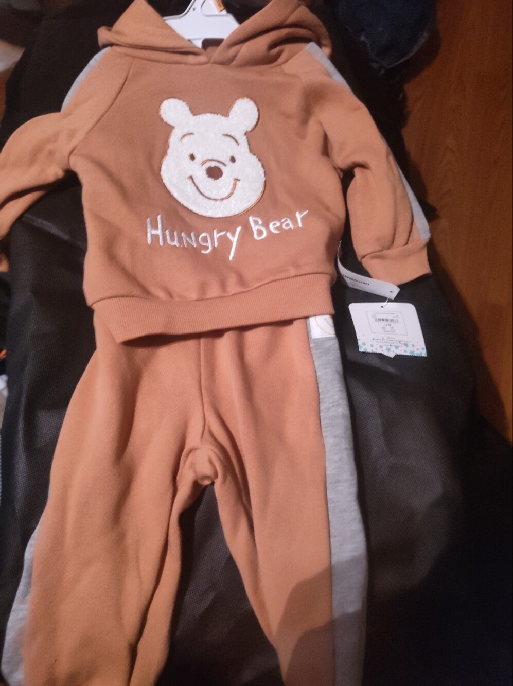 Disney Tan and Gray 'Hungry Bear' Hoodie & Joggers Set
